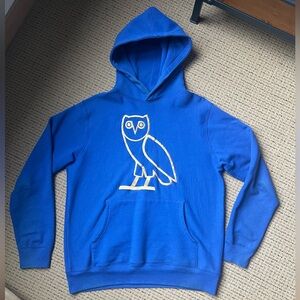 USED Authentic October’s Very Own Ovo Blue Gold Embroidered Owl Sweatshirt